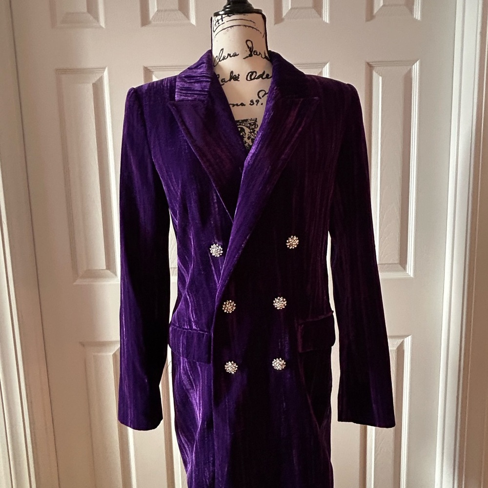 Zara Elegant Black Jacket with Purple Accent